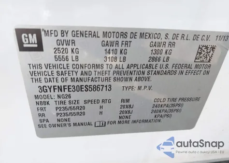 2014 Cadillac Srx Performance Collection from USA, damaged, VIN 3GYFNFE30ES586713